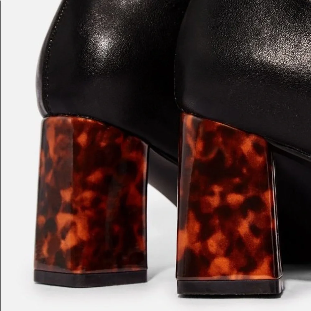 JustFab Camille Over the Knee Boot Tortoise Black 7.5